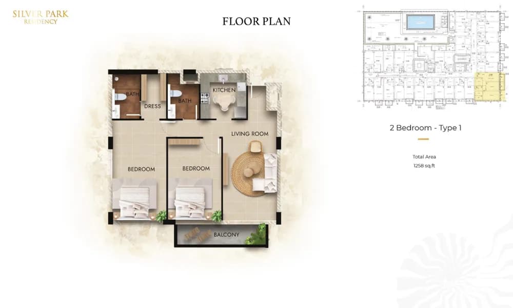 2 Bedroom floor plan